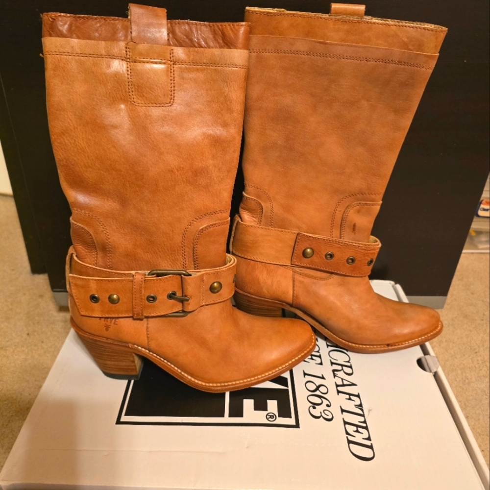 Tan Frye Sandra Tall Boots Size 8